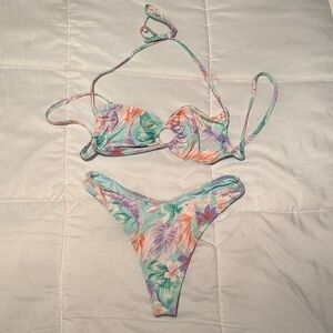 Billabong Floral Teal Purple Orange Bikini
